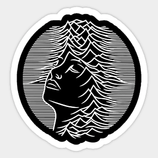 woman face with geometric waves Sticker